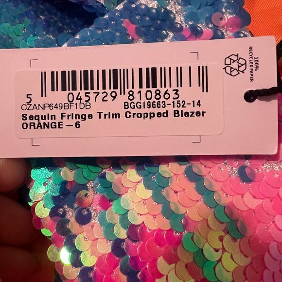 Nasty Gal Sequin Fringe Jacket 2 NWT - Picture 4 of 5